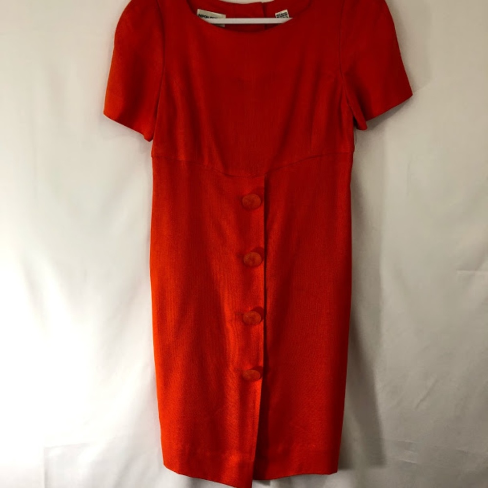 Nipon 12P  Orange Buttons Short Sleeve Shift Dress
